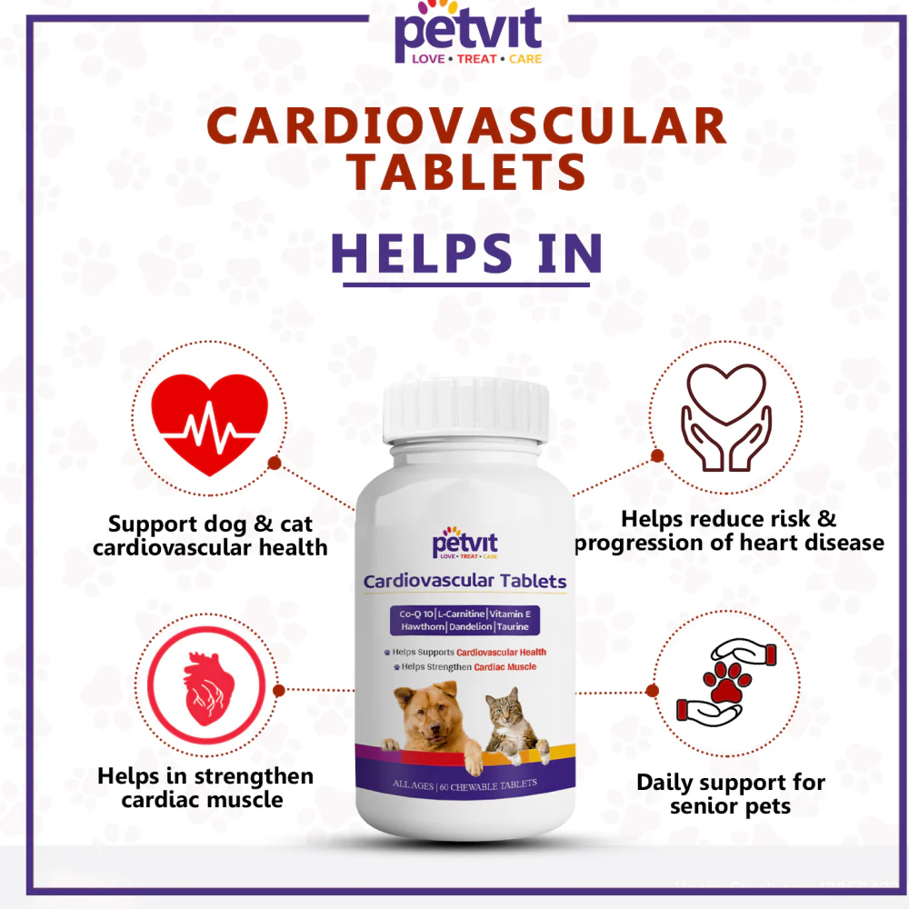 Petvit Cardiovascular Tablets, Coenzyme Q 10 Supplements for Dogs and Cats - Image 2