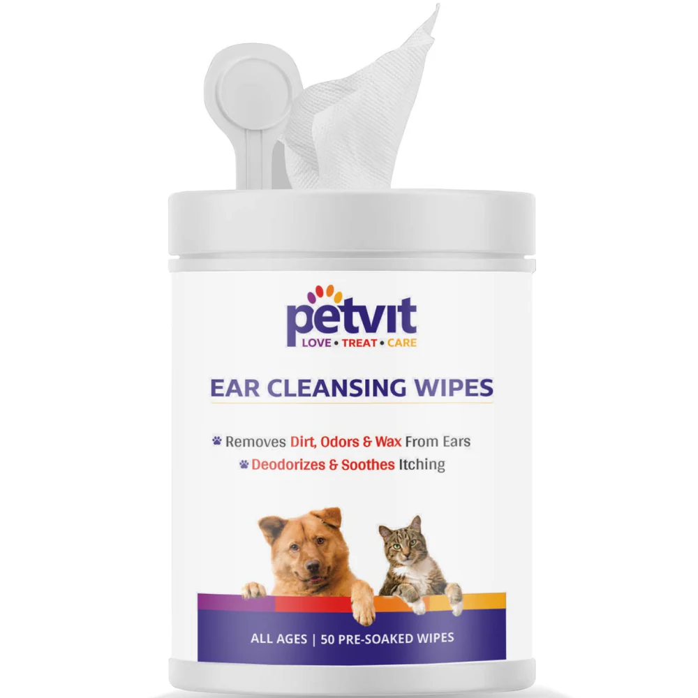 Petvit Ear Cleansing Wipes and Paw & Nose Wipes for Dogs and Cats Combo - Image 2