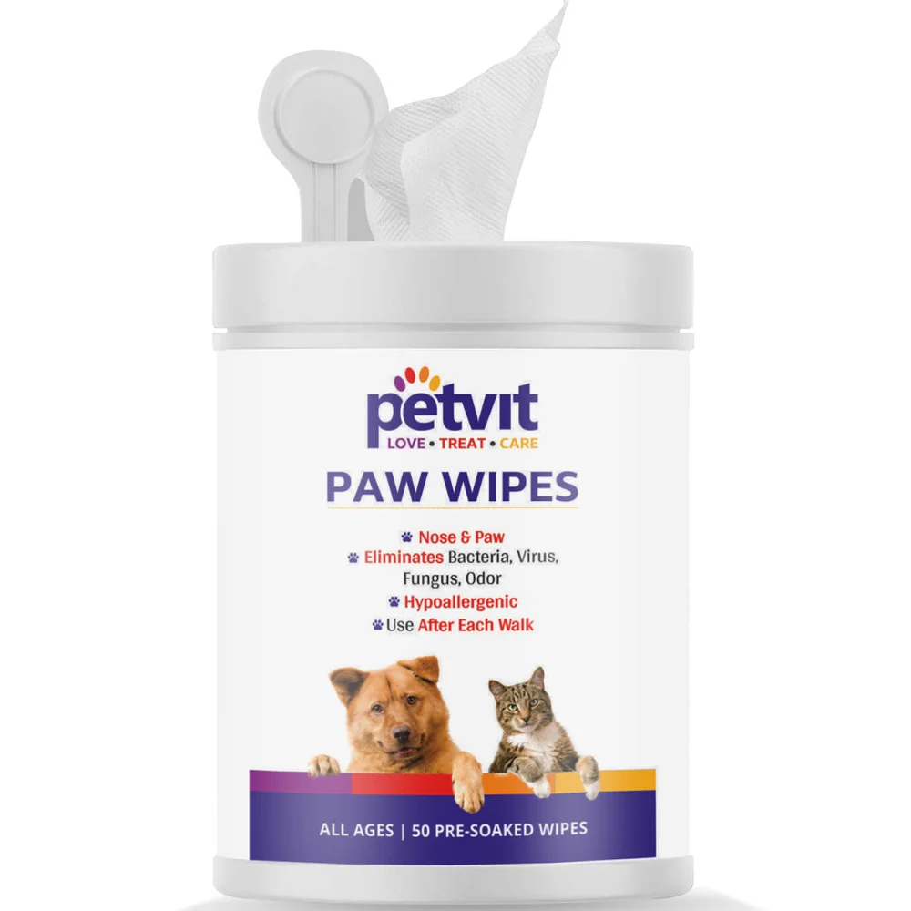 Petvit Ear Cleansing Wipes and Paw & Nose Wipes for Dogs and Cats Combo - Image 3