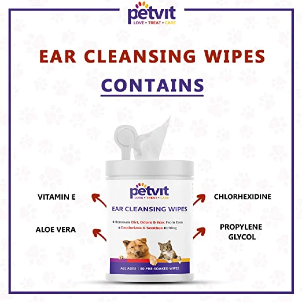 Petvit Ear Cleansing Wipes and Paw & Nose Wipes for Dogs and Cats Combo - Image 6