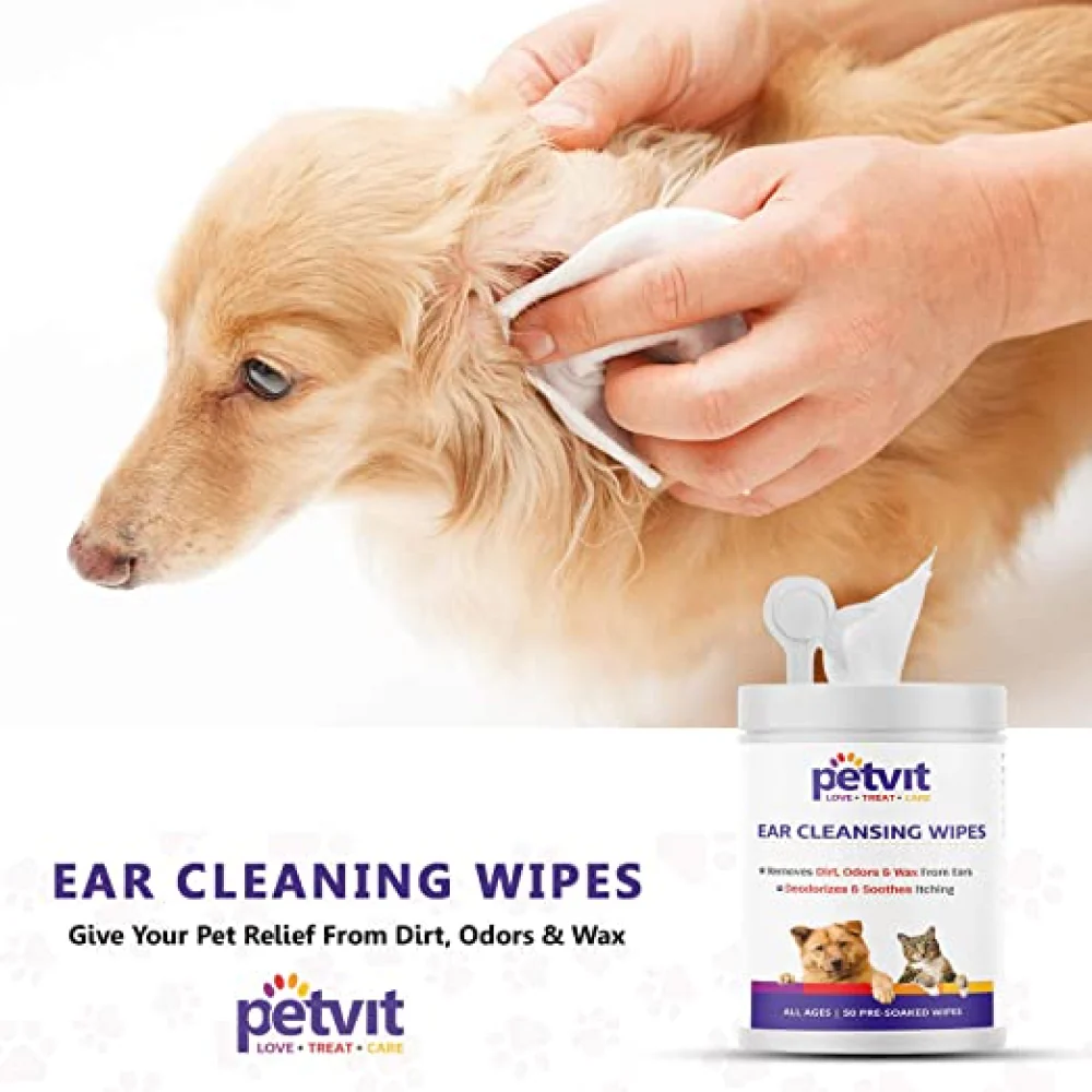 Petvit Ear Cleansing Wipes and Paw & Nose Wipes for Dogs and Cats Combo - Image 8
