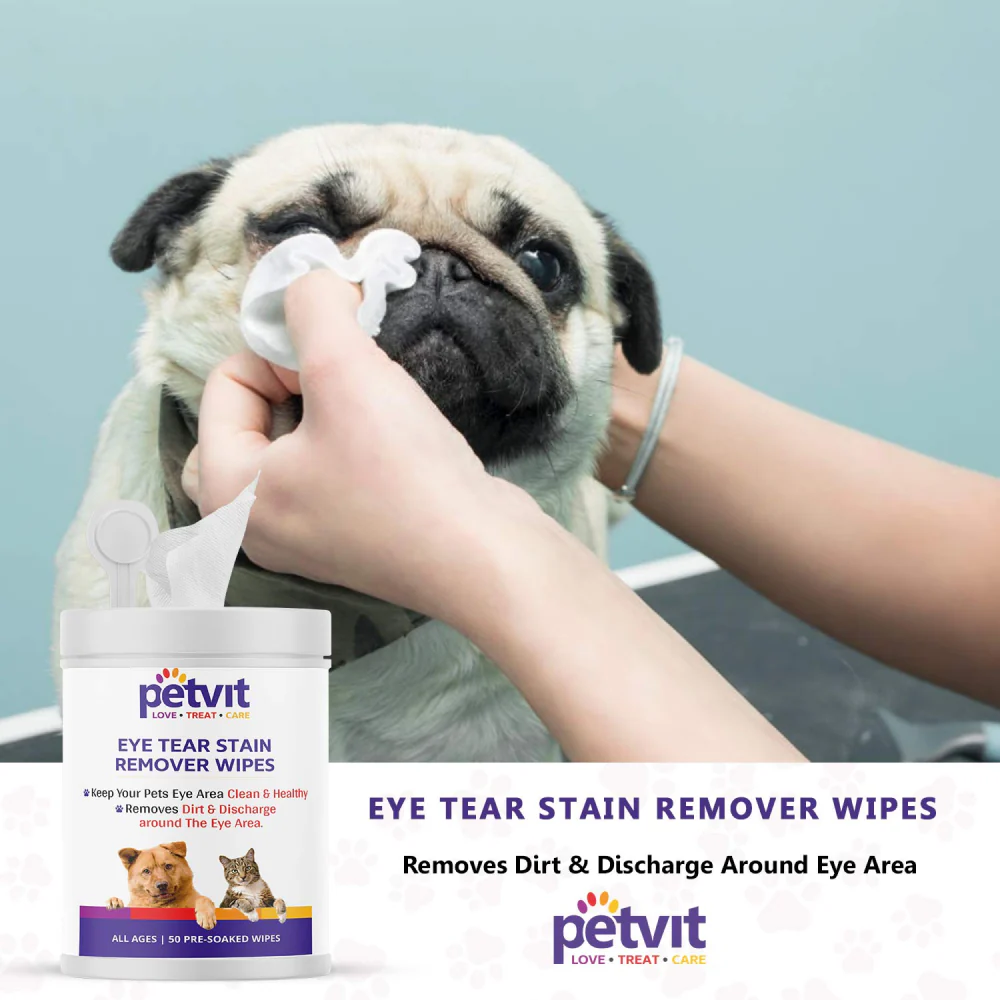 Petvit Eye Tear Stain Remover Wipes for Dogs and Cats - Image 2