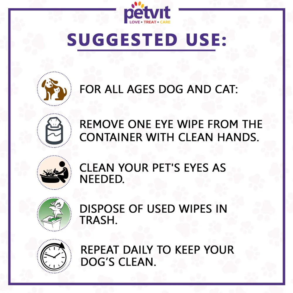 Petvit Eye Tear Stain Remover Wipes for Dogs and Cats - Image 4