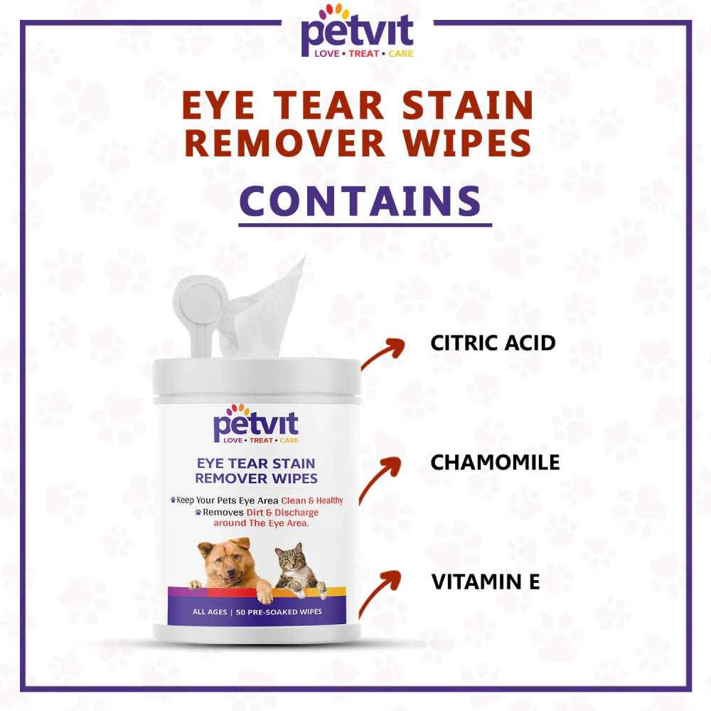 Petvit Eye Tear Stain Remover Wipes for Dogs and Cats - Image 5