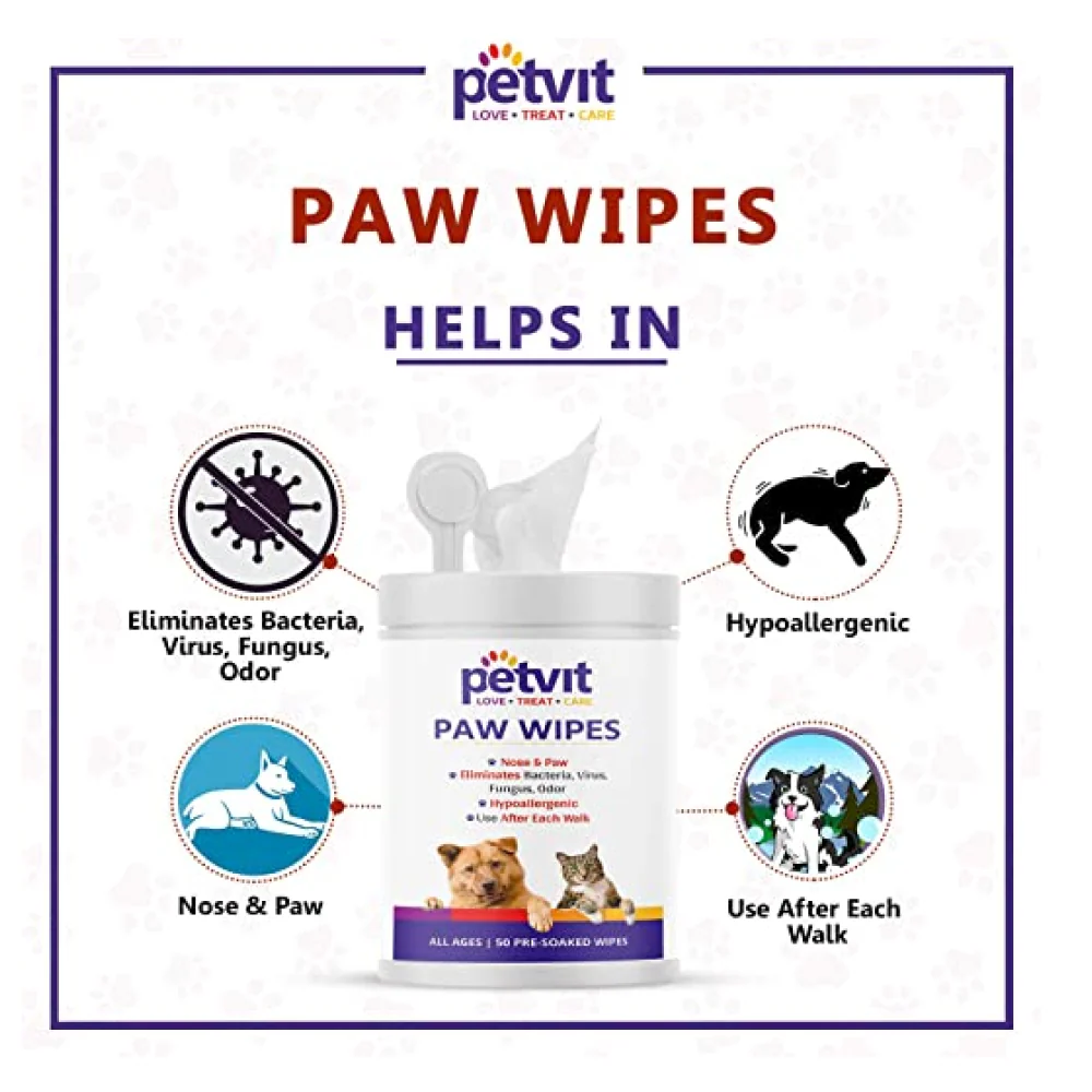Petvit Paw & Nose Wipes for Dogs and Cats - Image 2