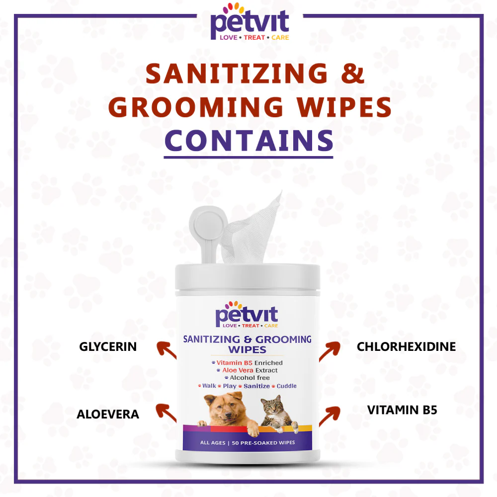 Petvit Sanitizing & Grooming Wipes for Dogs and Cats - Image 4