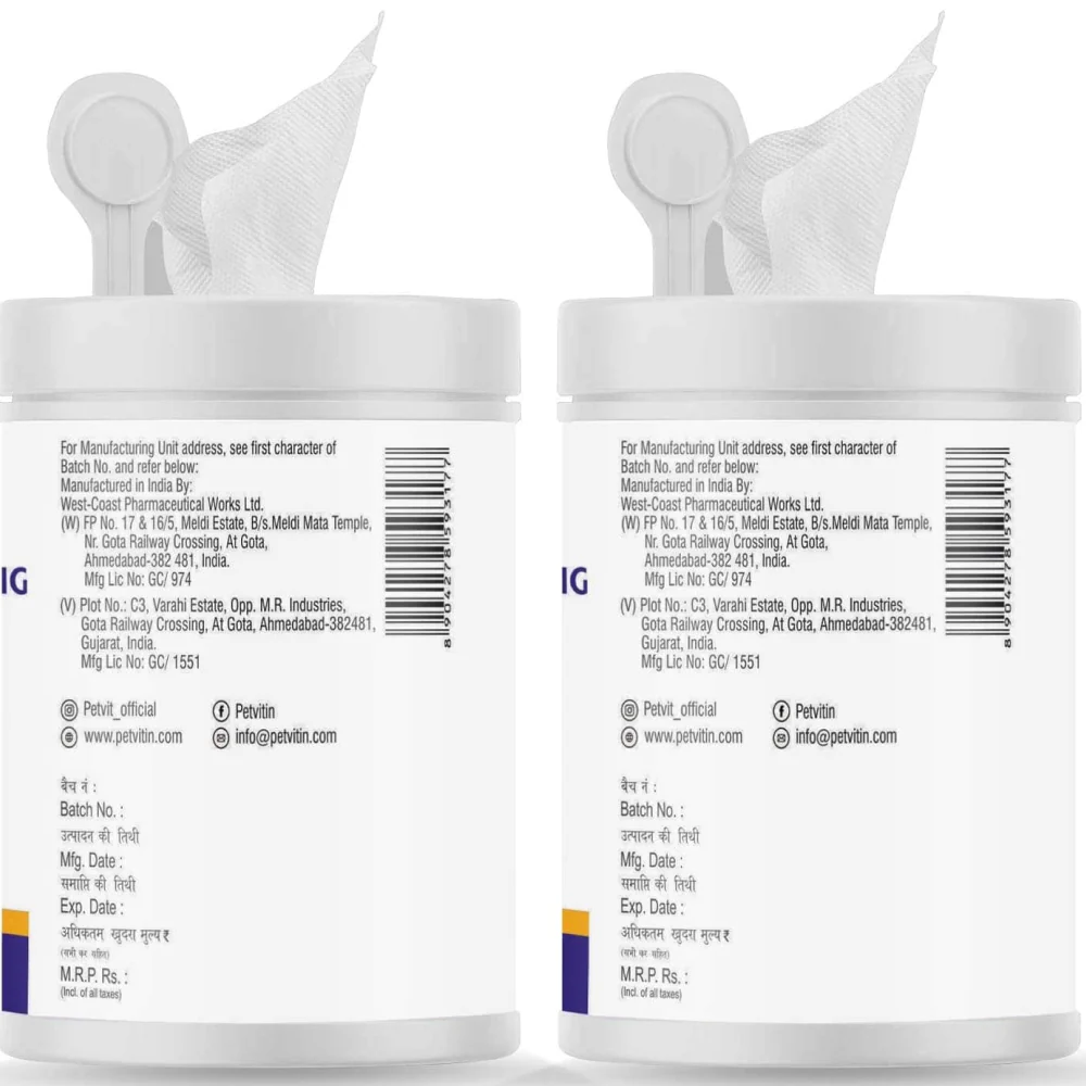 Petvit Sanitizing & Grooming Wipes for Dogs and Cats (Pack of 2) - Image 8