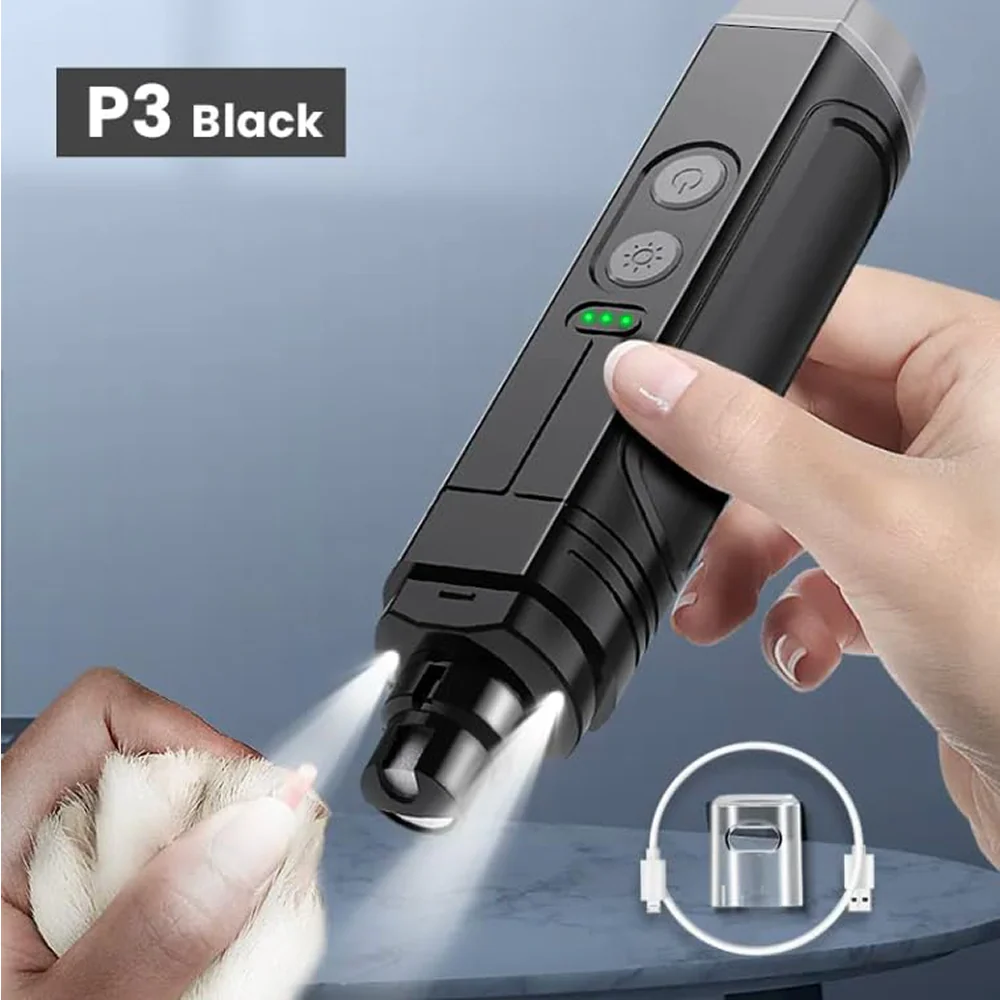 PetVogue 3 Speed Rechargeable Nail Grinder for Dogs and Cats (Black) - Image 3
