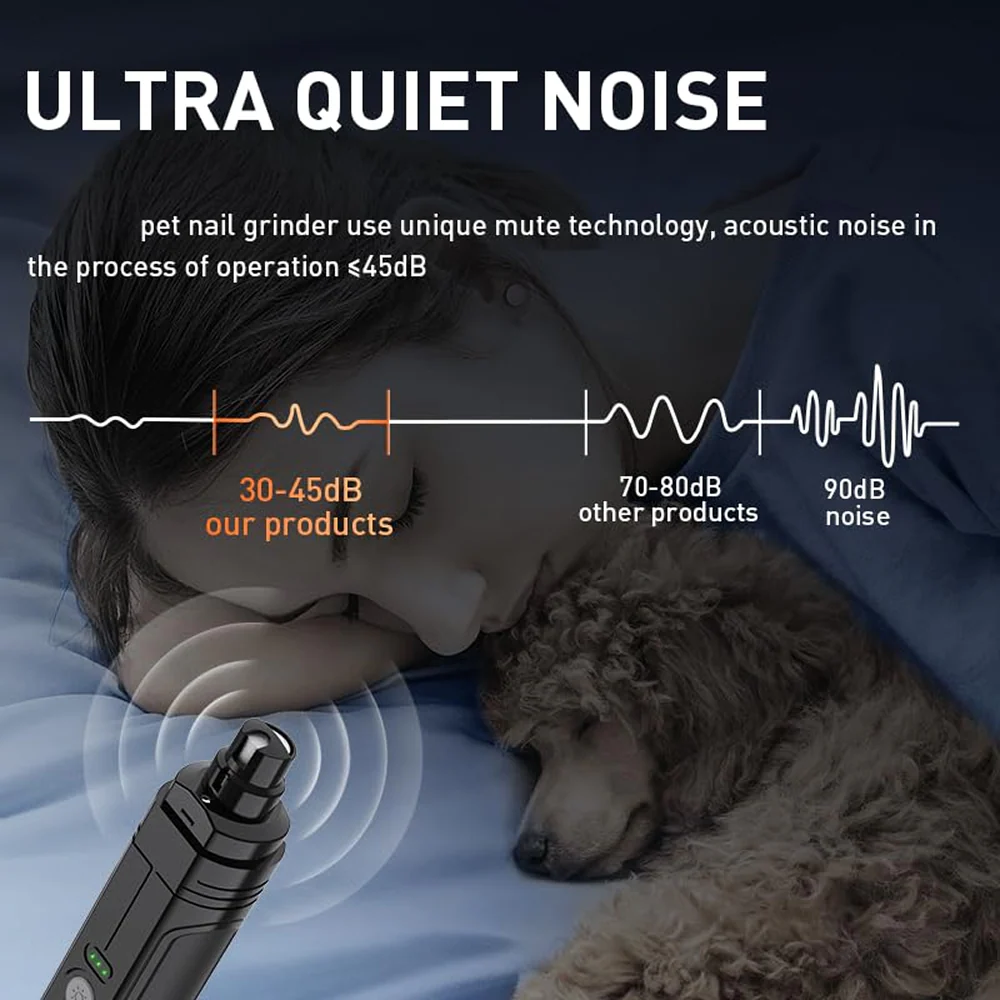 PetVogue 3 Speed Rechargeable Nail Grinder for Dogs and Cats (Black) - Image 4