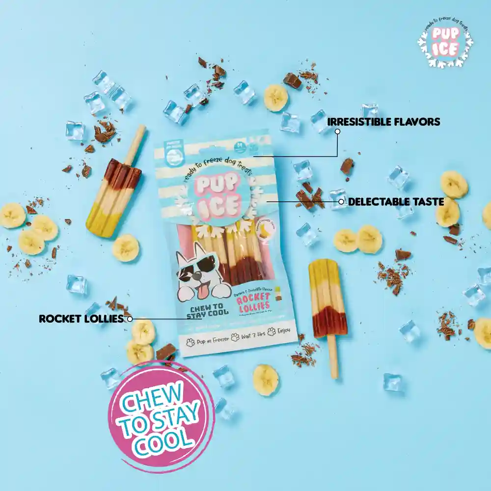 Pup Ice Chocolate and Banana Flavoured Rocket Lollies Dog Treat - Image 4