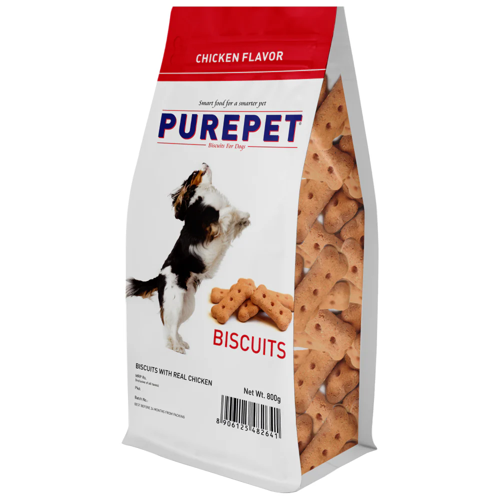Purepet Chicken Flavour Real Chicken Biscuit Dog Treats Pouch - Image 7