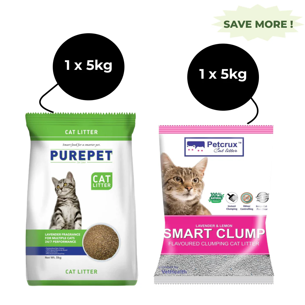 Purepet Lavender Scented and Petcrux Lavender & Lemon Scented Smart Clumping Cat Litter Combo (1+1) - Image 10