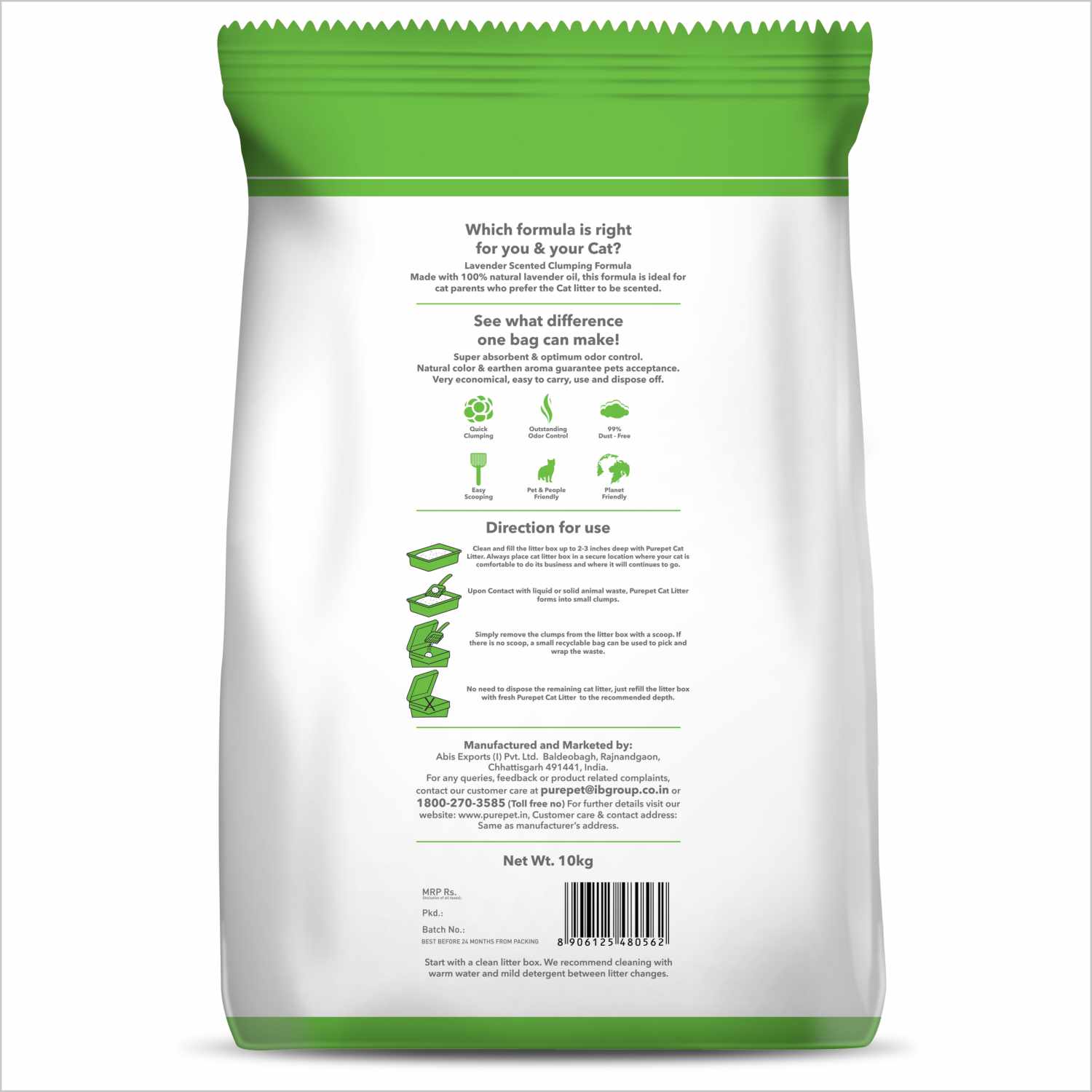Purepet Lavender Scented and Petcrux Lavender & Lemon Scented Smart Clumping Cat Litter Combo (1+1) - Image 2