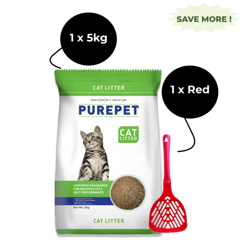Purepet Lavender Scented Clumping Cat Litter and M Pets Basic Cat Litter Scoop (Red) Combo - Image 10