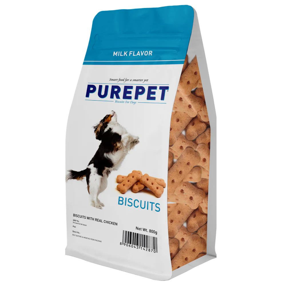 Purepet Milk Flavour Real Chicken Biscuit Dog Treats Pouch - Image 7