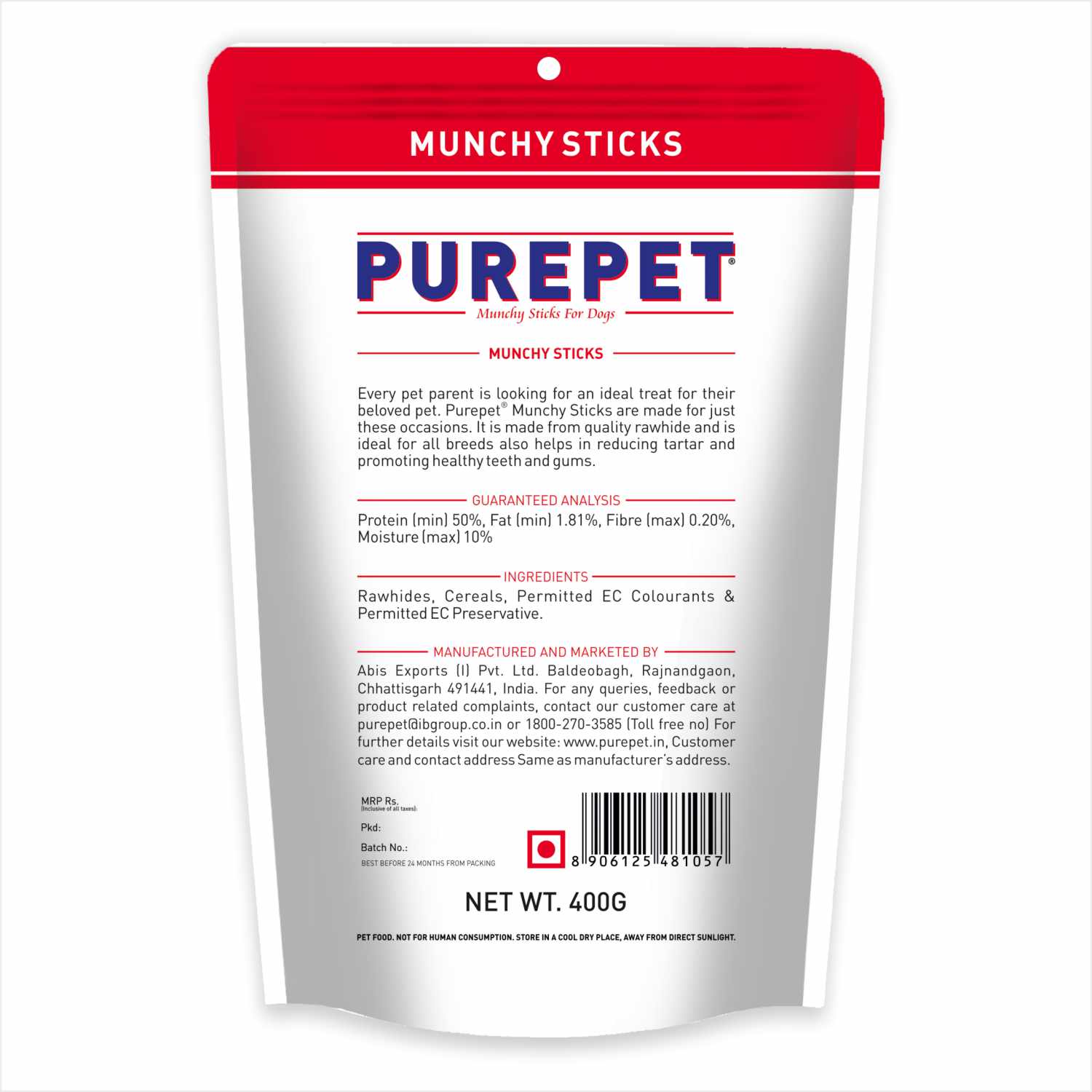 Purepet Mutton Flavour Munchy Sticks Dog Treat - Image 2