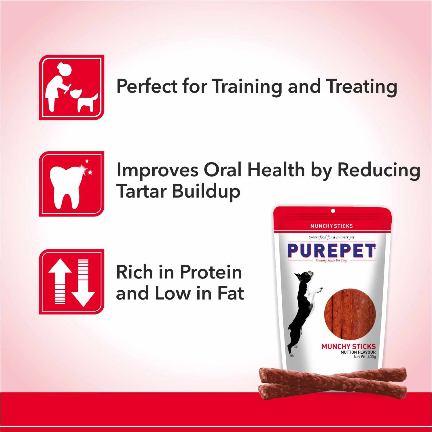 Purepet Mutton Flavour Munchy Sticks Dog Treat - Image 4