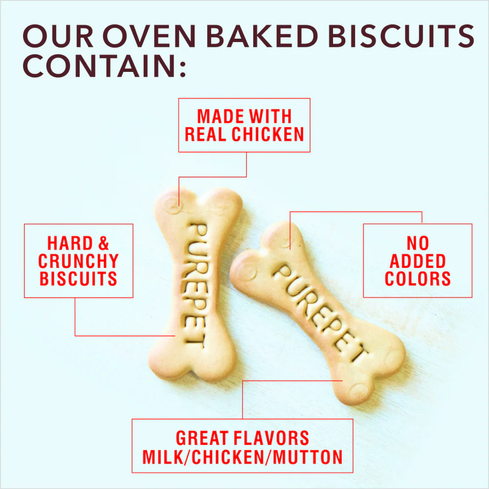 Purepet Mutton Flavour Real Chicken Biscuit Dog Treats Pouch - Image 2