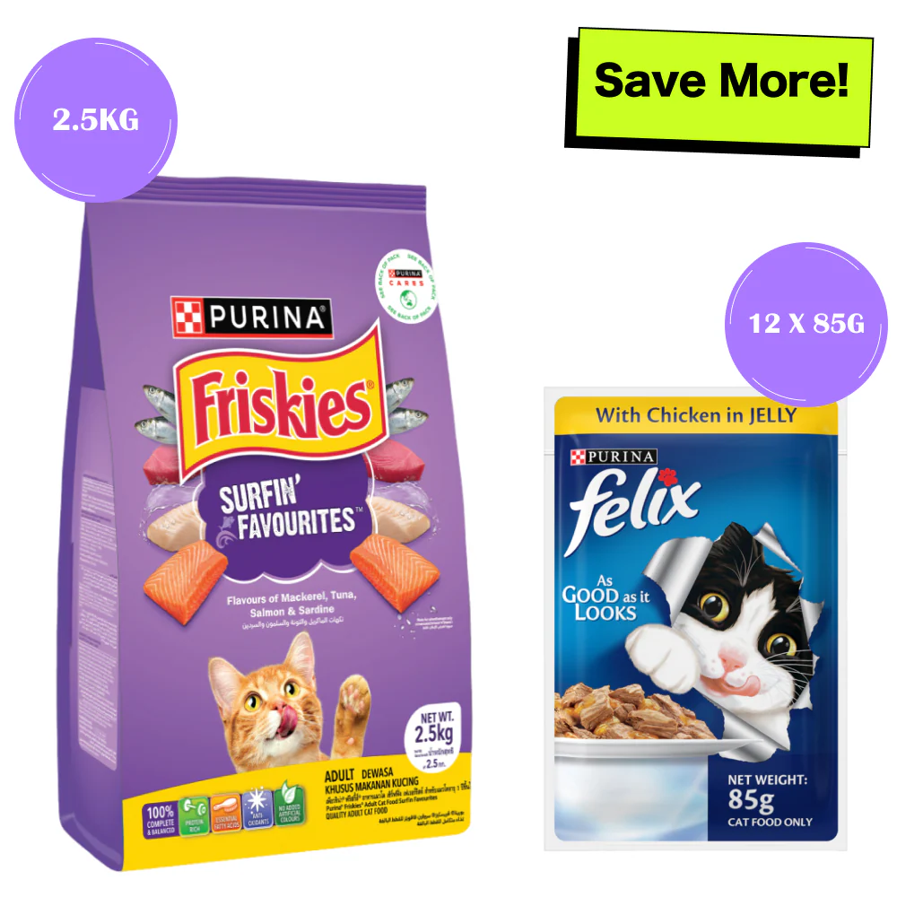 Friskies Surfin Cat Dry Food and Purina Felix Chicken with Jelly Adult Cat Wet Food Combo - Image 20