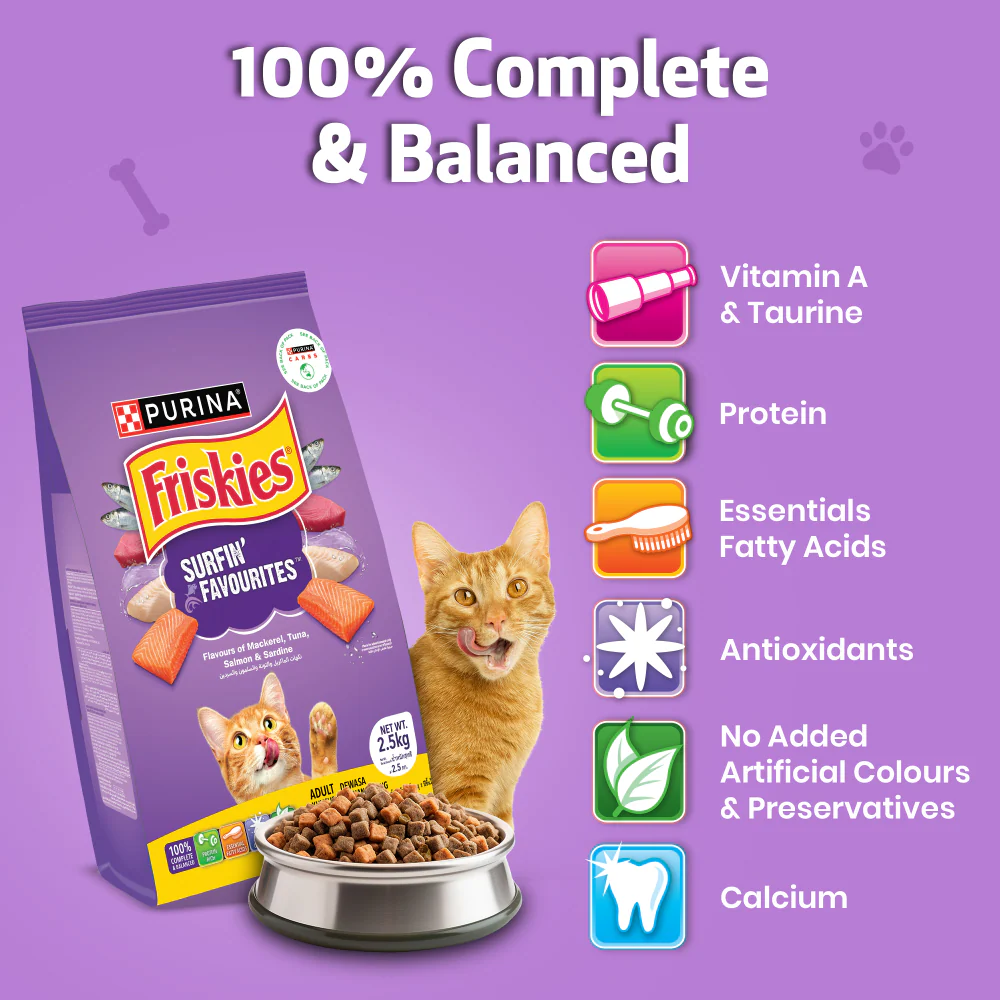 Friskies Surfin Cat Dry Food and Purina Felix Chicken with Jelly Adult Cat Wet Food Combo - Image 3