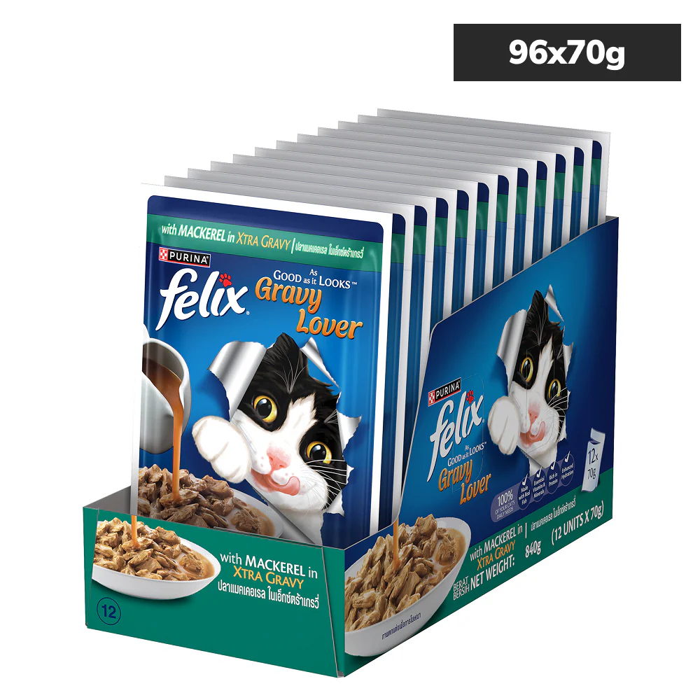 Purina Felix Gravy Lover Mackerel Chunks Complete and Balanced Adult Cat Wet Food - Image 4