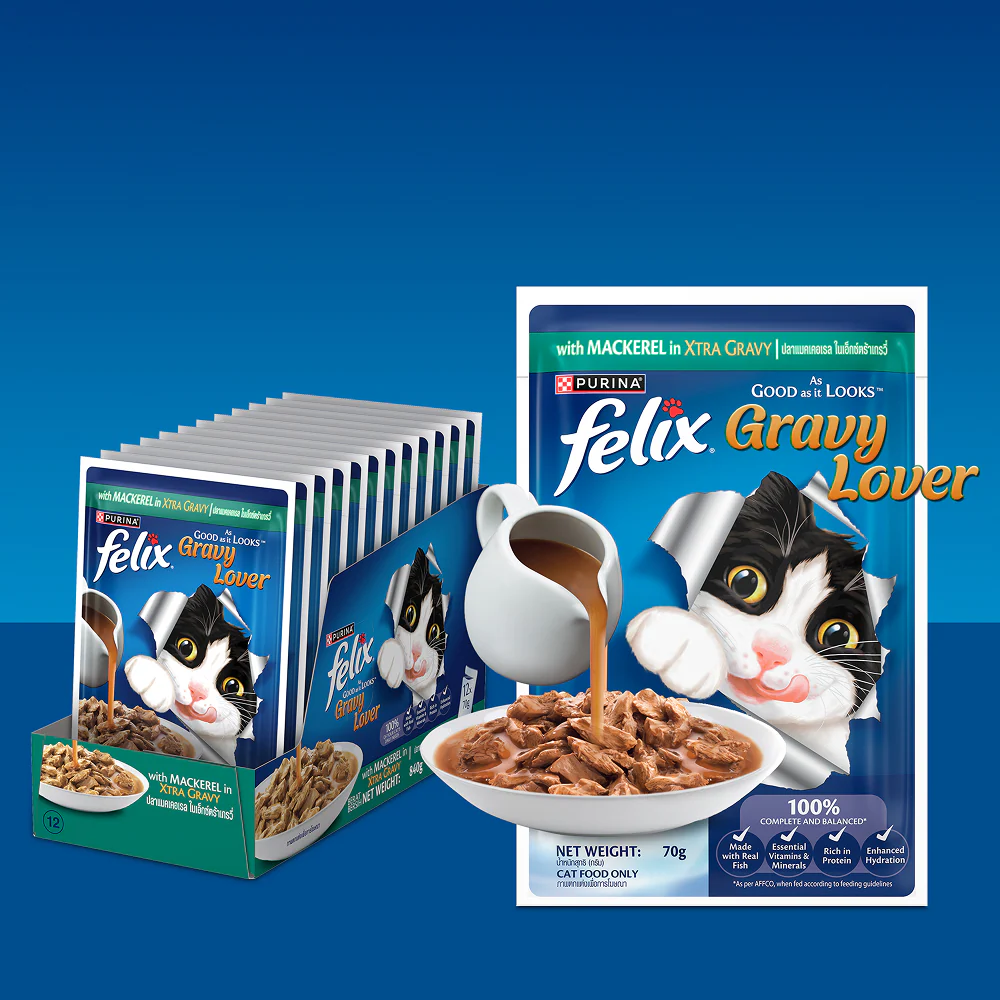 Purina Felix Gravy Lover Mackerel Chunks Complete and Balanced Adult Cat Wet Food - Image 6