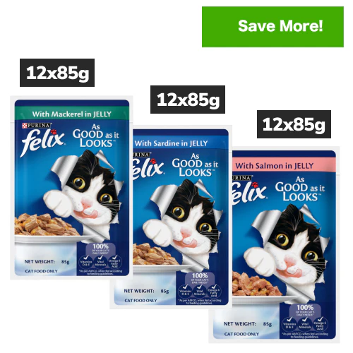 Purina Felix with Mackerel, Sardine and Salmon in Jelly Complete and Balanced Adult Cat Wet Food