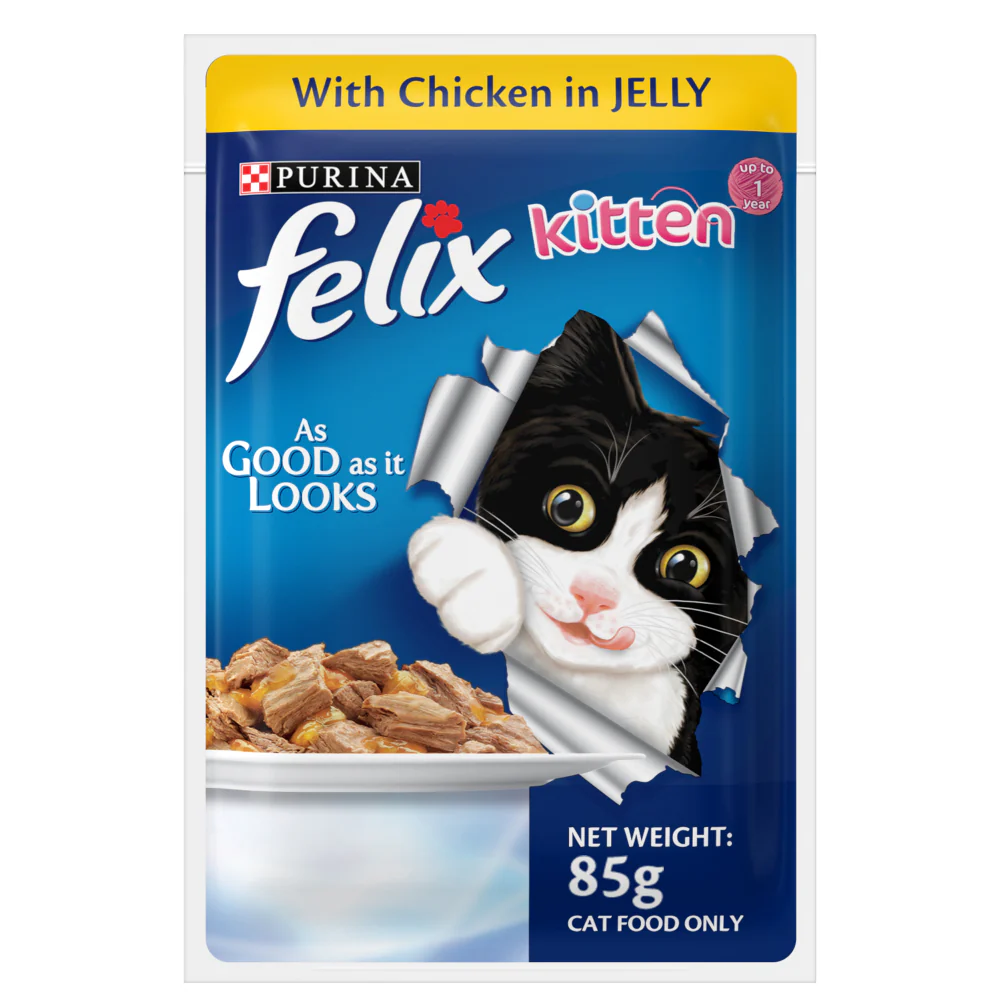 Purina Felix with Mackerel in Jelly Adult and Chicken in Jelly Kitten Cat Wet Food Combo - Image 3