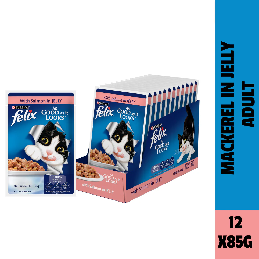 Purina Felix with Salmon in Jelly Adult Complete and Balanced Cat Wet Food - Image 3