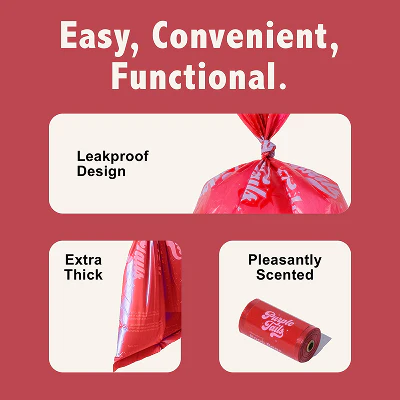 Purple Tails Poop Bags Strawberry Scented for Dogs (Red) - Image 3