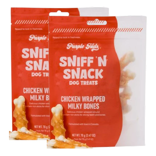 Purple Tails Sniff N Snack Chicken Wrapped Milky Bones Dog Treat - Image 5