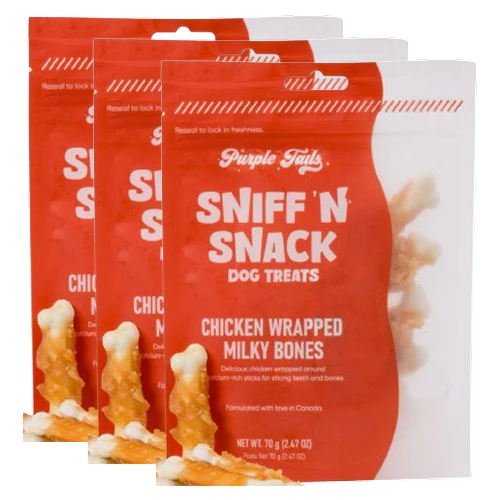 Purple Tails Sniff N Snack Chicken Wrapped Milky Bones Dog Treat - Image 6