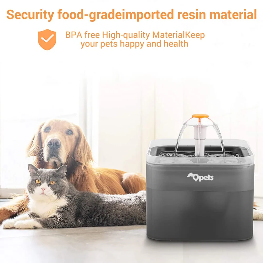 QPets Automatic Water Fountain with LED Light for Pets (Grey) - Image 3