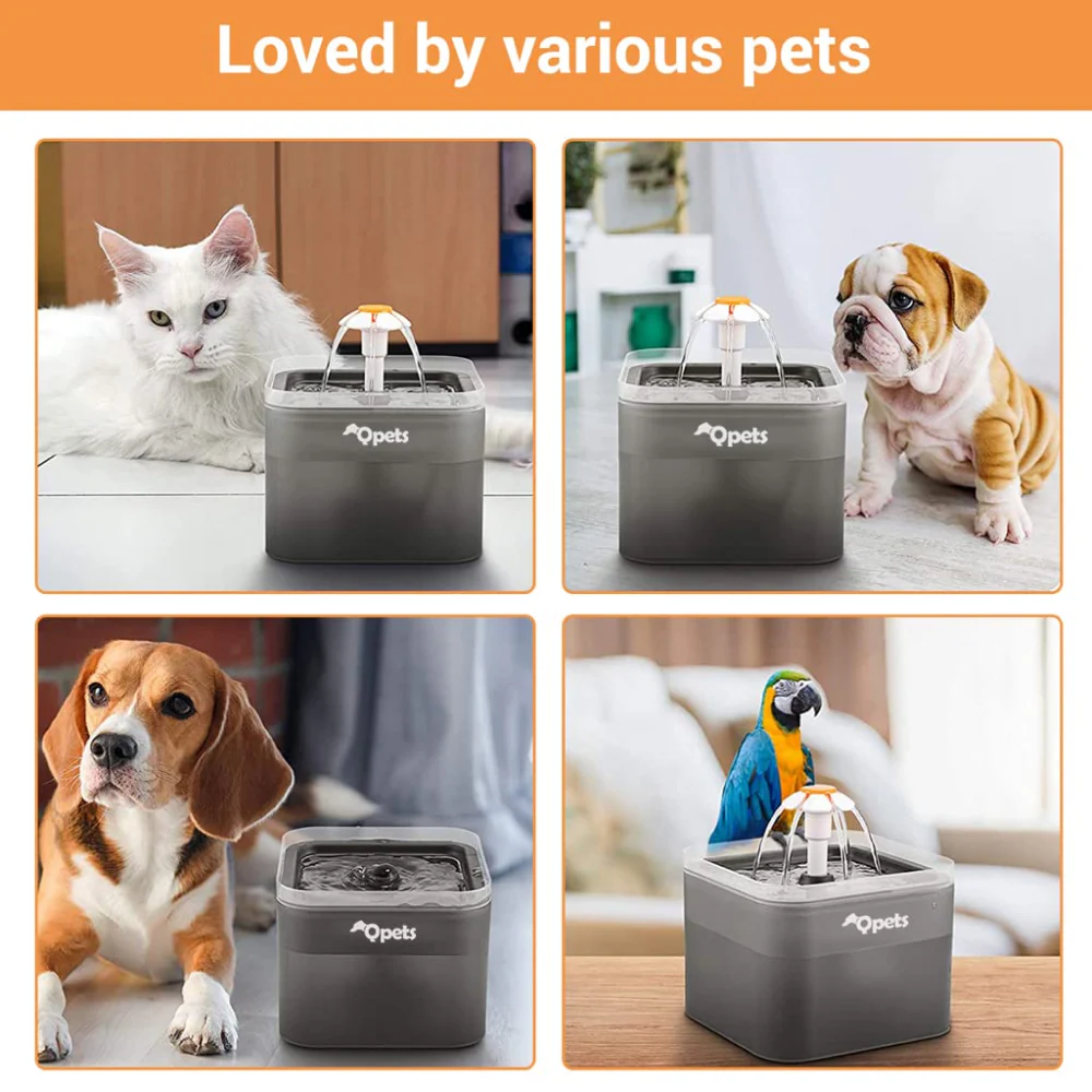 QPets Automatic Water Fountain with LED Light for Pets (Grey) - Image 5
