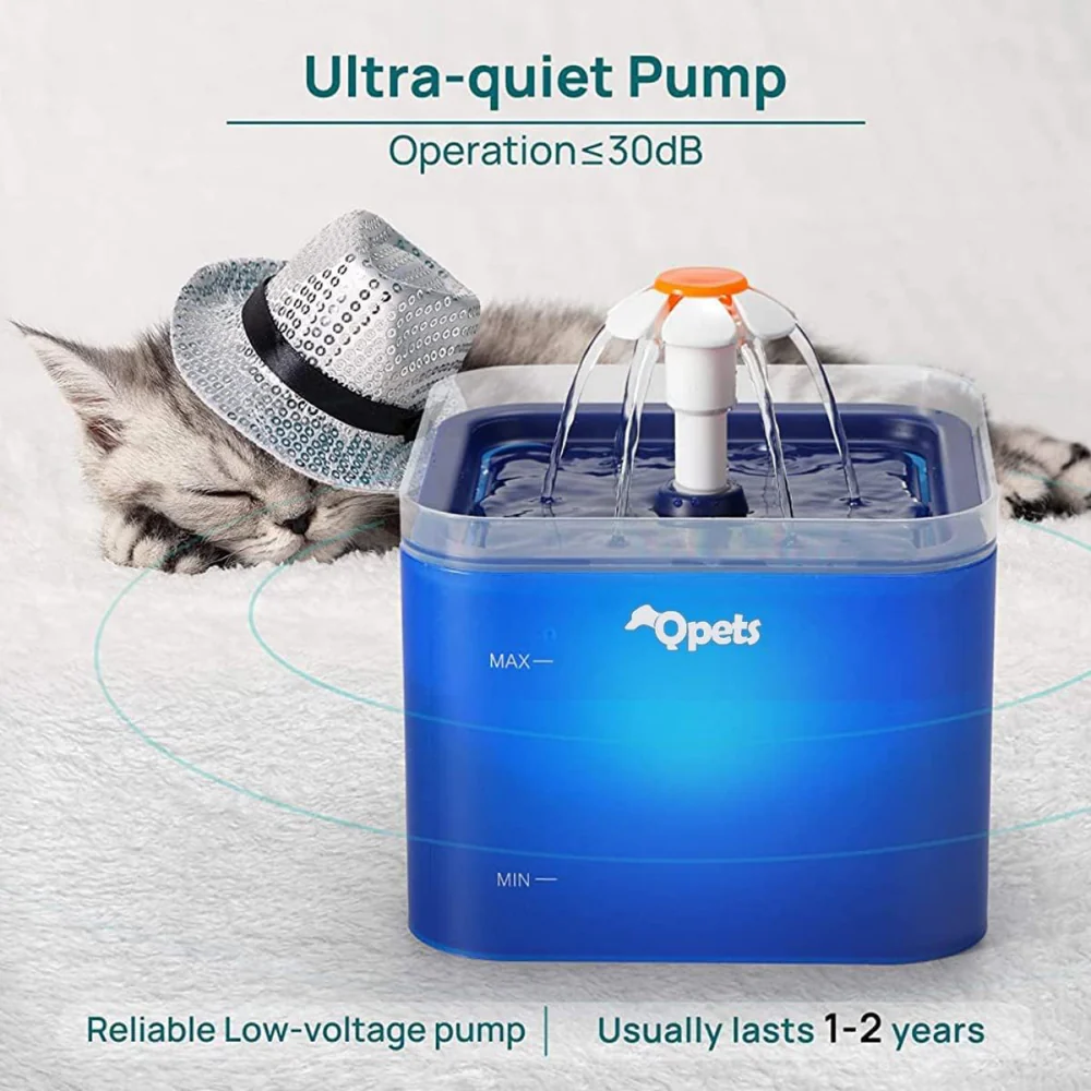 QPets Automatic Water Fountain with LED Light for Pets (Blue) - Image 2