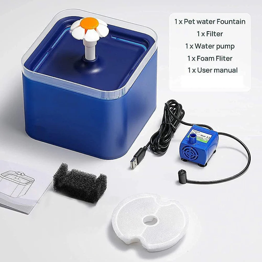 QPets Automatic Water Fountain with LED Light for Pets (Blue) - Image 5