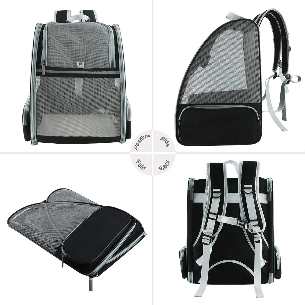 QPets Expandable Backpack for Dogs and Cats (Grey) - Image 4