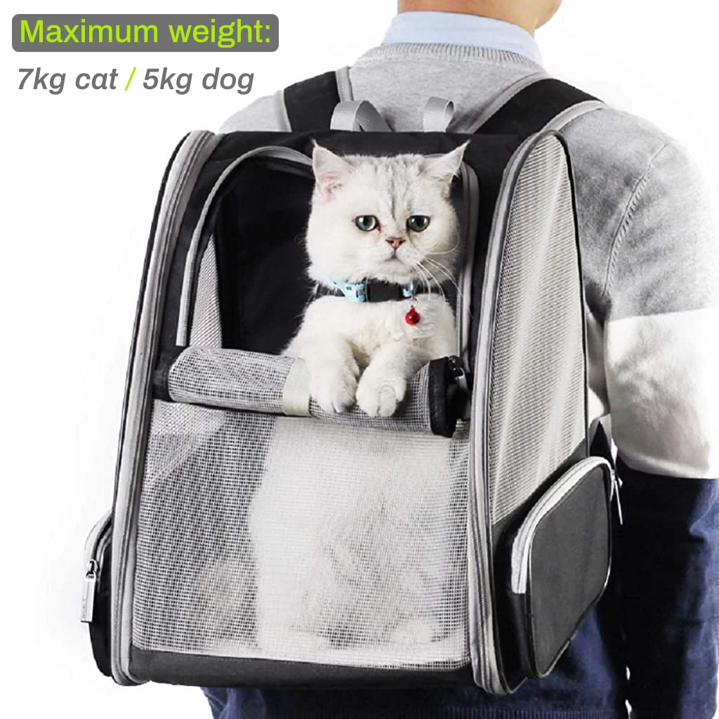 QPets Expandable Backpack for Dogs and Cats (Grey) - Image 6