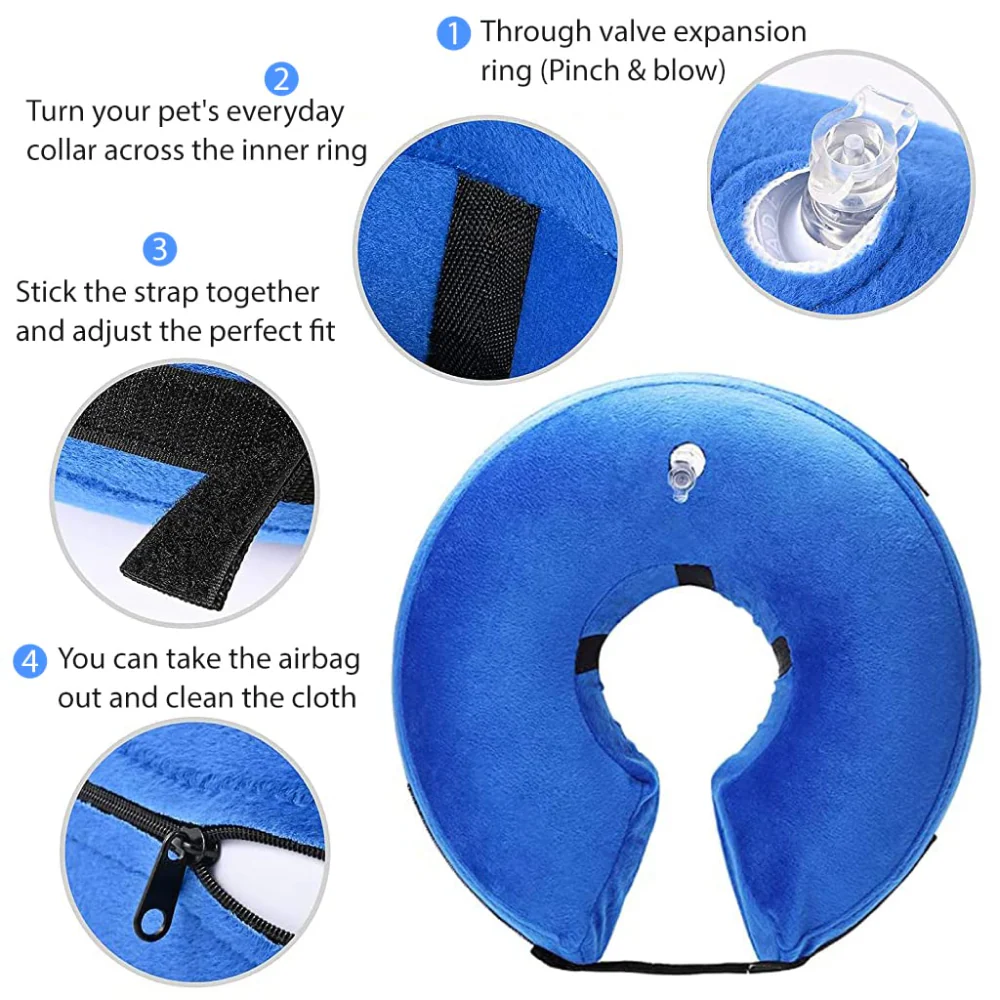 QPets Inflatable E Collar for Dogs and Cats (Blue) - Image 2