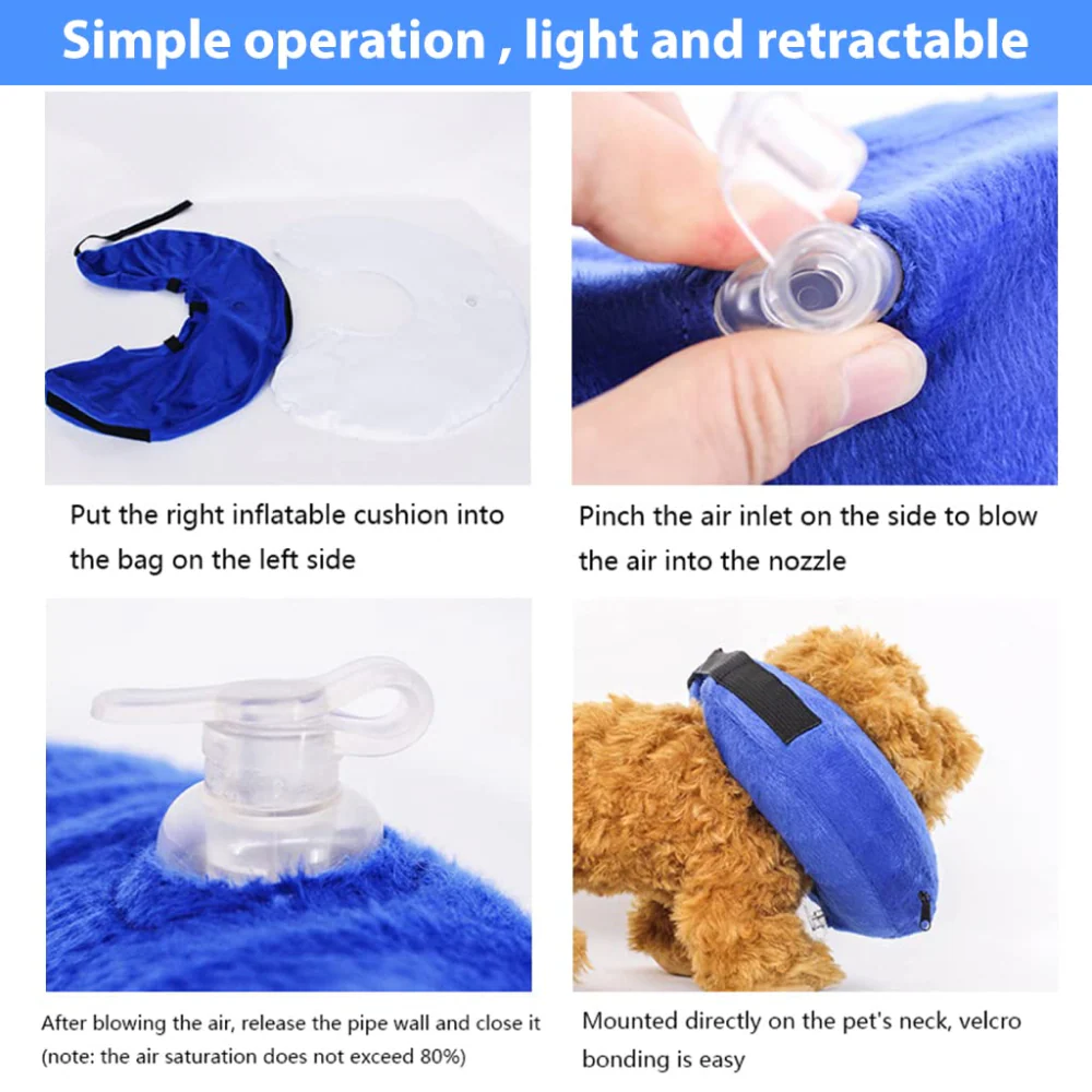 QPets Inflatable E Collar for Dogs and Cats (Blue) - Image 6