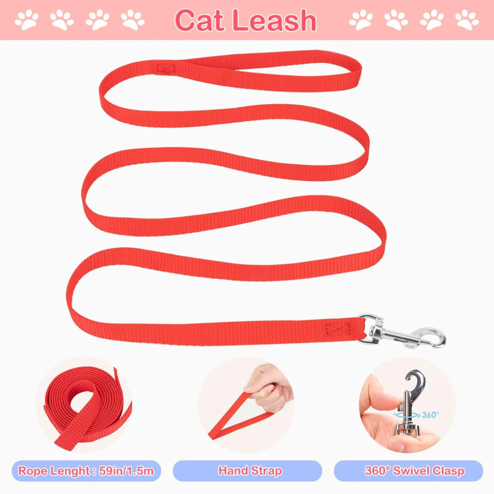 QPets Reflective Mesh Vest Harness with Leash for Cats (Blue/Red) - Image 4