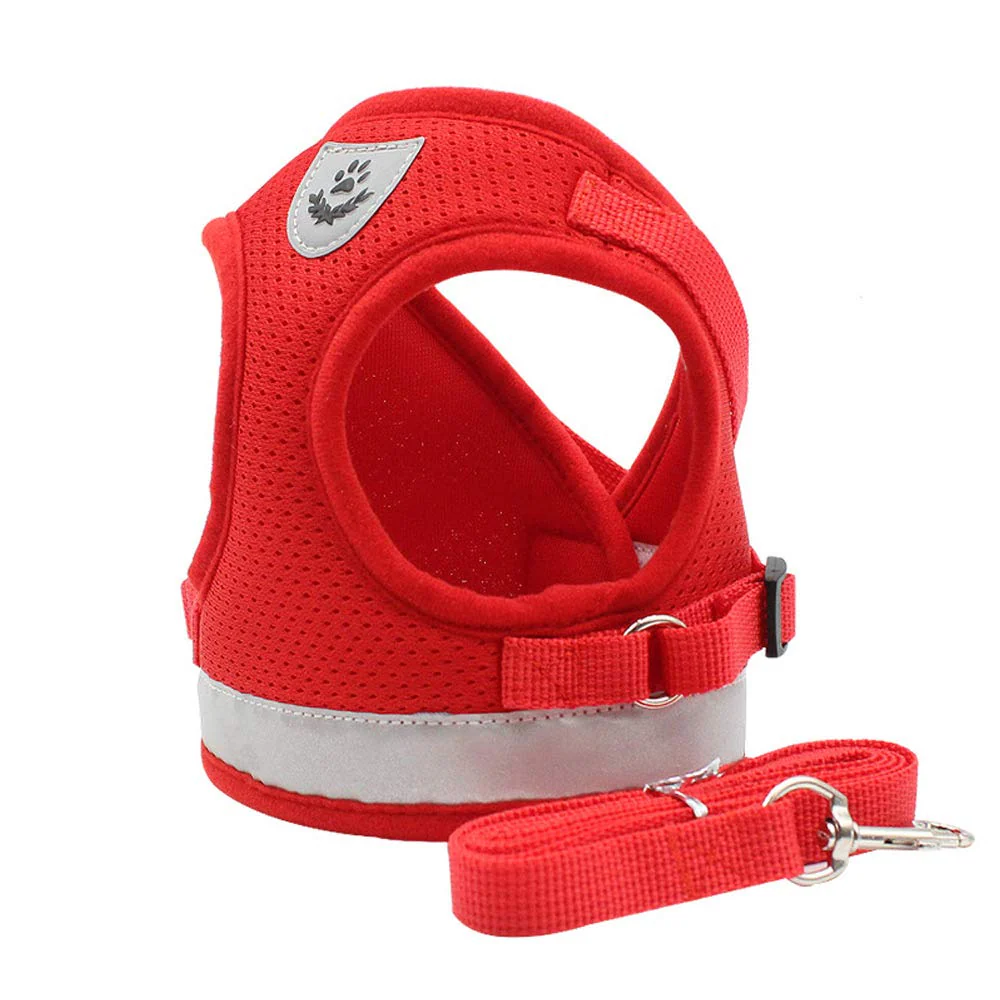 QPets Reflective Mesh Vest Harness with Leash for Dogs and Cats (Red) - Image 10