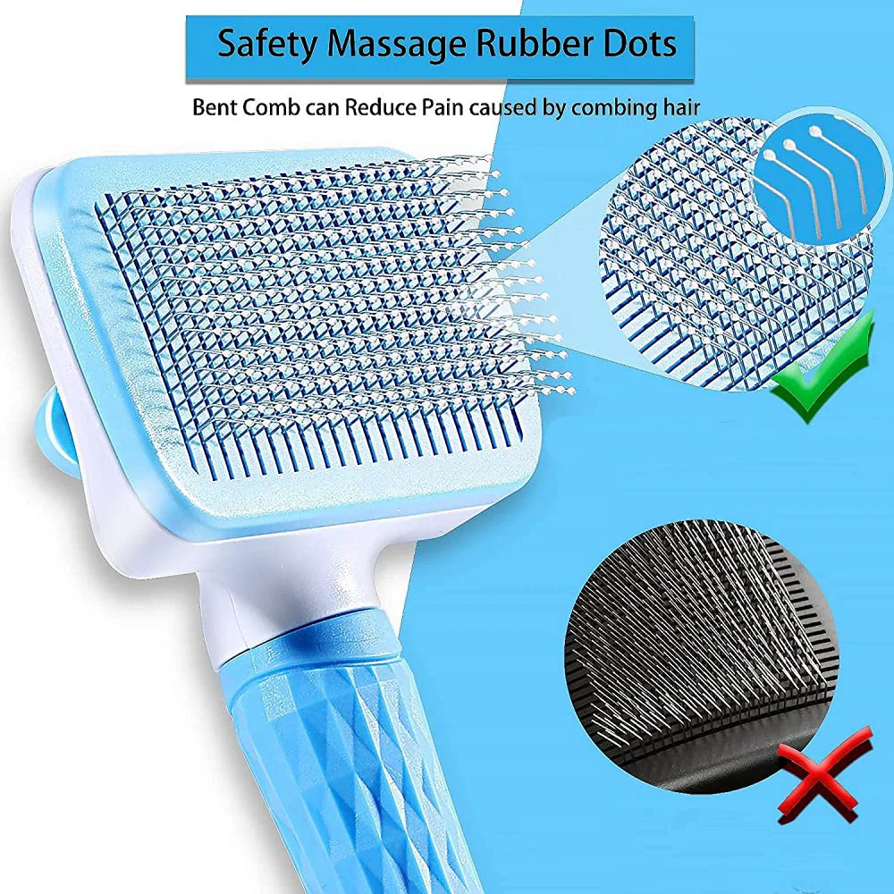 QPets Slicker Brush for Dogs and Cats (Blue) - Image 3
