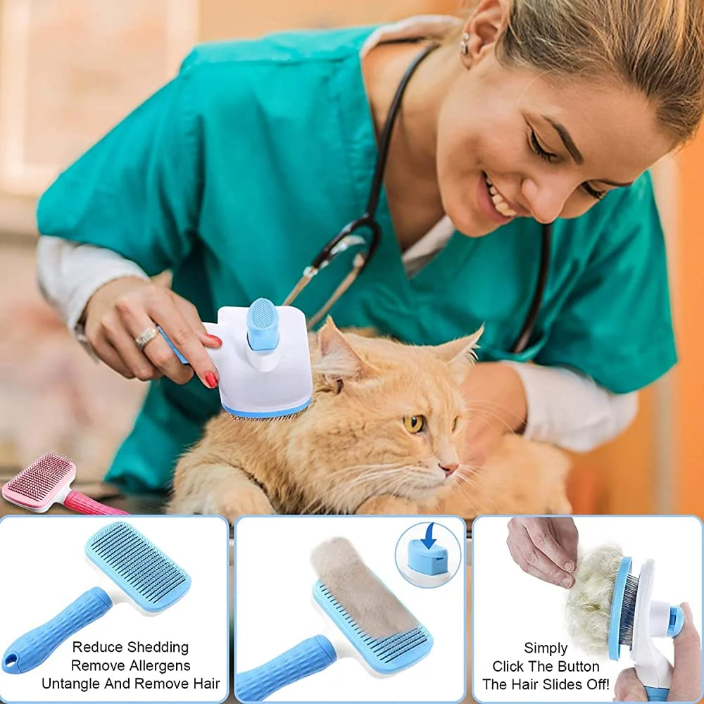 QPets Slicker Brush for Dogs and Cats (Blue) - Image 4