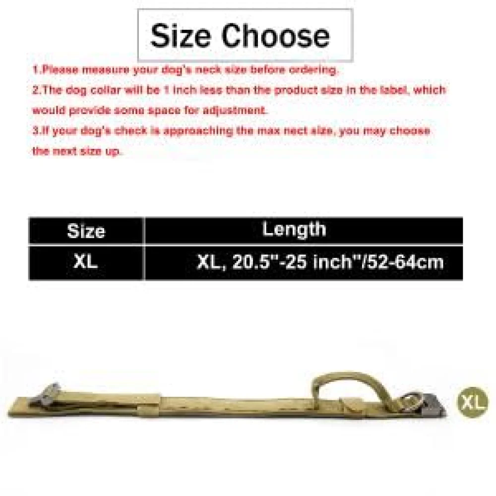 QPets Tactical Adjustable Nylon Collar with Handle for Dogs (Khaki) - Image 3