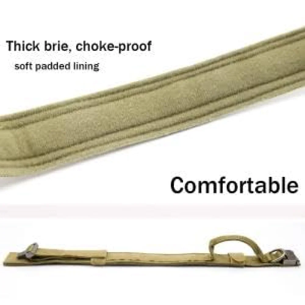 QPets Tactical Adjustable Nylon Collar with Handle for Dogs (Khaki) - Image 5