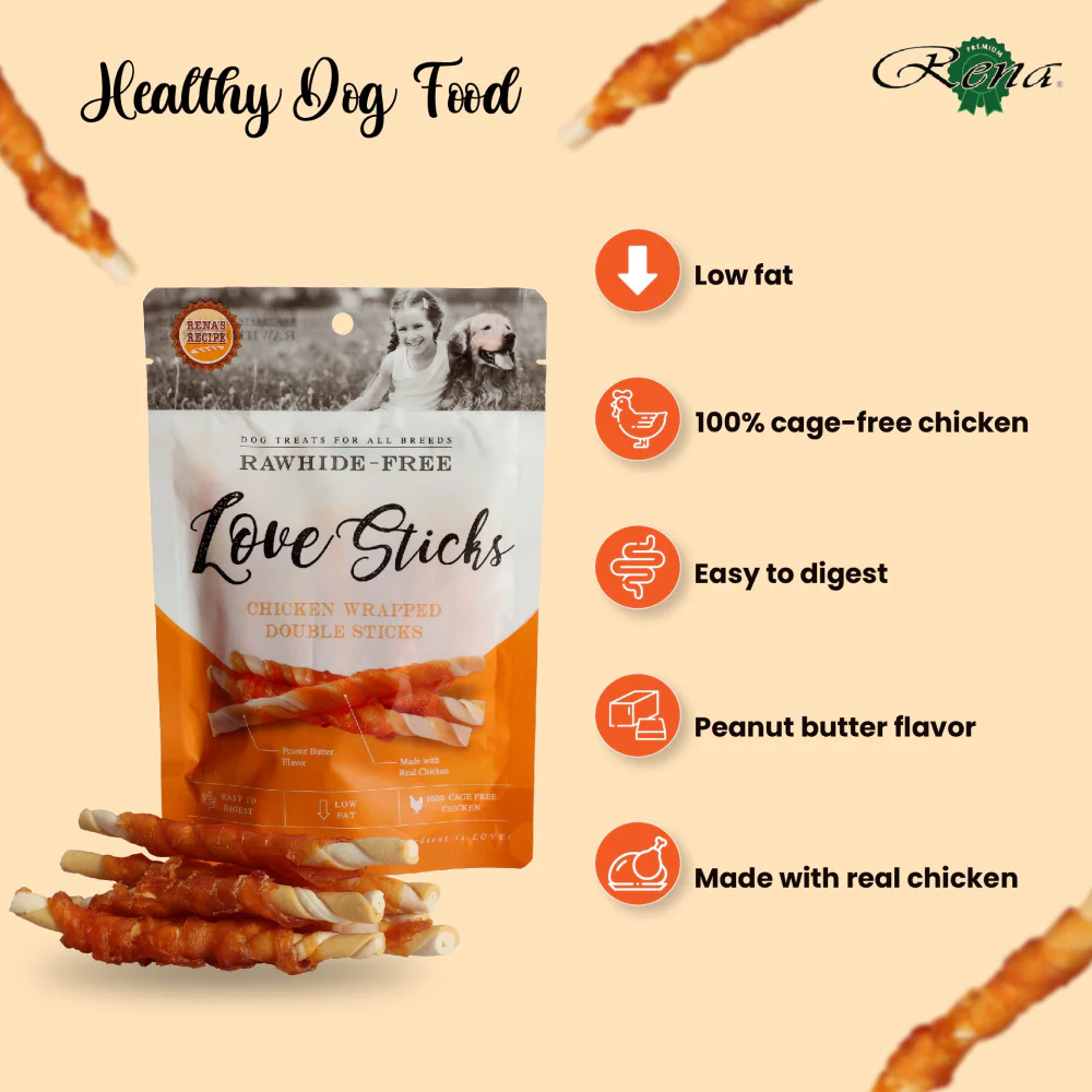 Rena Love Chicken Wrapped Double Sticks Dog Treats - Image 3