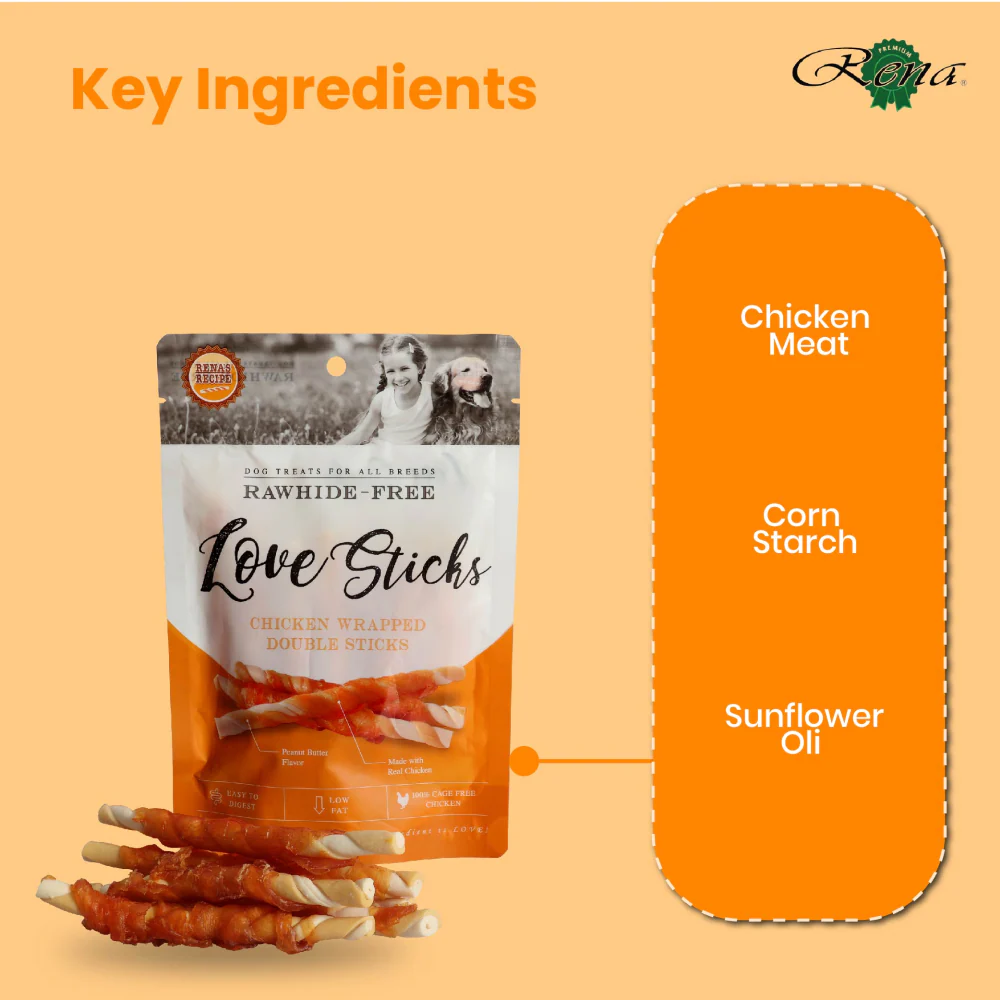 Rena Love Chicken Wrapped Double Sticks Dog Treats - Image 4