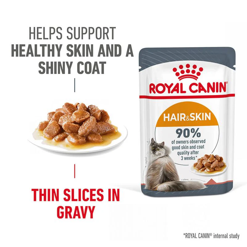 Royal Canin Hair & Skin Care Adult Gravy Cat Wet Food - Image 3