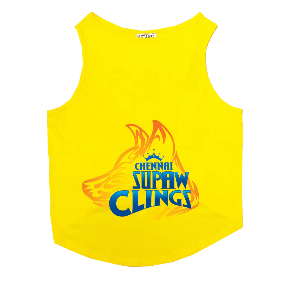 Ruse IPL "Chennai Supaw Clings" Printed Tank Jersey for Cats (Yellow) | Indian Pet League - Image 3